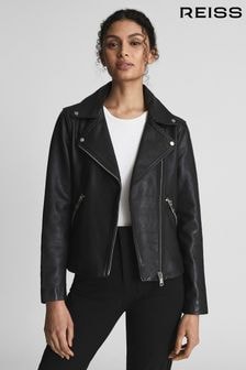 Reiss Black Nrd Grays Leather Biker Jacket (U39862) | $663