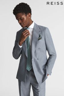 Reiss Airforce Blue Tone Double Breasted Linen Blazer (U39863) | €540