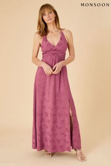 שמלת מקסי מבד סאטן זקארד בצבע וורוד של Monsoon דגם Annie (U39963) | ‏461 ₪