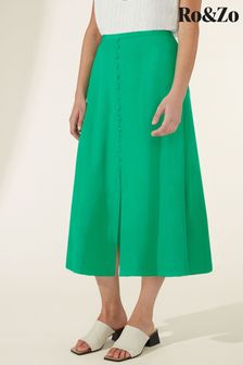 Ro&Zo Green Jacquard Button Front Skirt (U40111) | €43