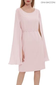 Gina Bacconi Bevin Crepe And Chiffon Cape Pink Dress (U40127) | 443 €