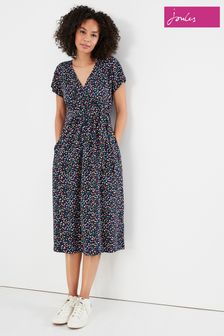 Joules Blue Riley Print Jersey Wrap Dress (U40951) | €69