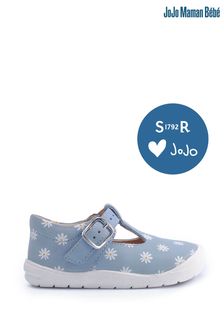 נעלי עור לתחילת הליכה בצבע כחול עם דוגמה פרחונית בגזרת T של Start-rite X Jojo דגם Bud (U41033) | ‏186 ₪