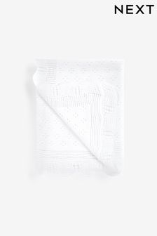 White Knitted Baby Occasion Blanket (U41075) | $30