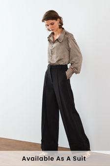 Black Tailored Wide Leg Turn Up Trousers (U41115) | €16