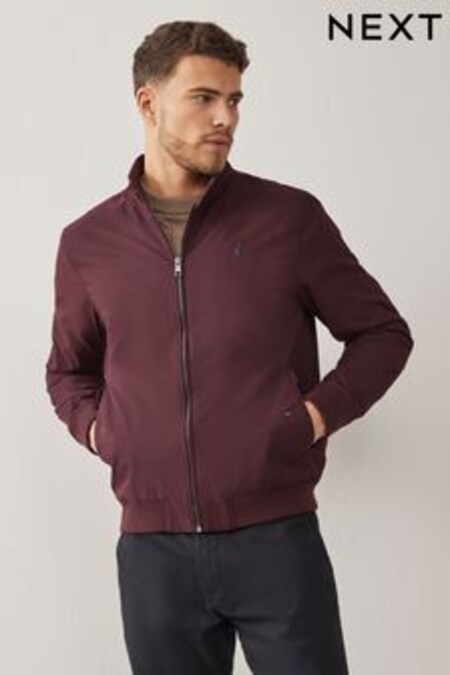Burgundy Red Shower Resistant Check Lining Harrington Jacket (U41276) | €61