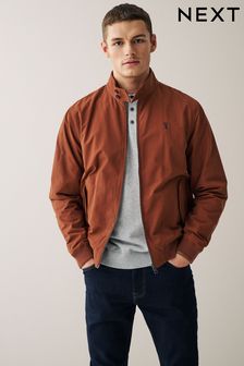 Rust Orange Shower Resistant Check Lining Harrington Jacket (U41280) | €59