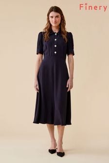 Finery Jaela Kleid aus Satin mit Rückseite aus Kreppmaterial, Blau (U41460) | 60 €