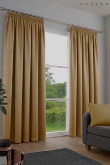 Fusion Ochre Yellow Galaxy Light Reducing Pencil Pleat Curtains (U41625) | SGD 43 - SGD 126