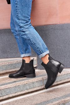 Black Forever Comfort® Leather Chelsea Ankle Boots (U41649) | 71 €