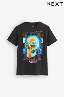 Black Skull Graphic Short Sleeve T-Shirt (3-16yrs) (U41881) | 8 € - 14 €