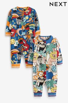 Animale desen animat culori vii - Pijama întreagă fără tălpici cu imprimeu Bebeluși Pachet (0-2ani) (U41966) | 132 LEI - 149 LEI