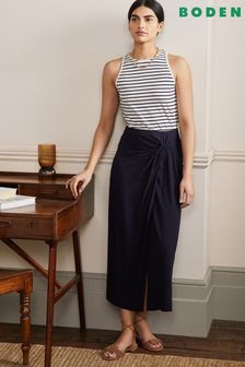 Boden Blue Knotted Waist Jersey Midi Skirt (U41972) | MYR 390