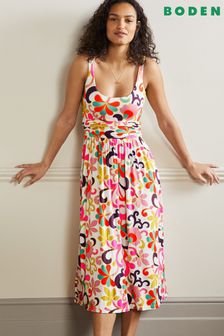 שמלת מידי של Boden מבד ג'רזי בצבע שמנת עם מפתח עגול עמוק (U41988) | ‏373 ₪