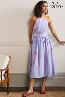 Boden Blue Stripe Halterneck Midi Dress (U42018) | $283