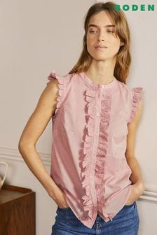 Boden Pink Sleeveless Embroidered Shirt (U42026) | ₪ 326