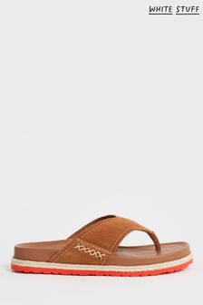 White Stuff Tan Brown Toe Thong Footbed Sandals (U42082) | $114