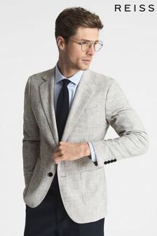 Reiss Oatmeal Lindhurst Single Breasted Check Blazer (U42228) | €432