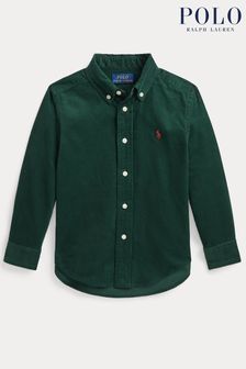 Зеленая вельветовая рубашка для мальчиков с логотипом Polo Ralph Lauren (U42320) | €44 - €49