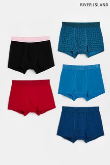 River Island Blue Red Boxers 5 Pack (U42367) | $41