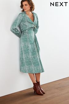 Green Croc Print Wrap Midi Dress (U42463) | €61.50