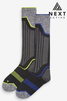 Black/Grey Ski 2 Pack Next Active Cushioned Socks (U42685) | ￥2,150