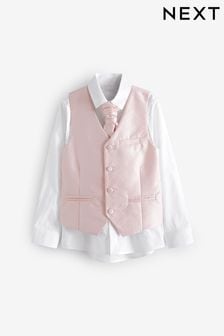 Pink Waistcoat, Shirt & Cravat Occasion Set (12mths-16yrs) (U42739) | €22 - €28