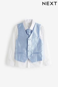 Blue Waistcoat, Shirt & Cravat Occasion Set (12mths-16yrs) (U42740) | €19 - €24