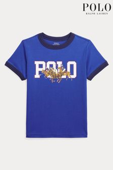 T-shirt Polo Ralph Lauren Boys bleu à logo Polo Player Ringer (U42833) | €34 - €38