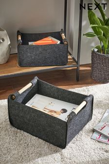 Set of 2 Grey Felt Storage Baskets (U44041) | 35 €