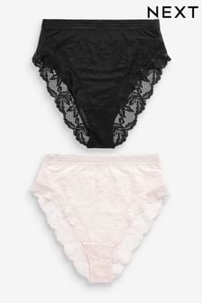 黑色 / 乳白色 - 蕾絲女性內褲2件組 (U44122) | NT$740