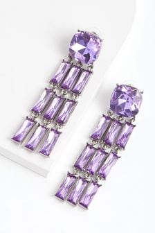 Lilac Purple Sparkle Statement Drop Earrings (U44211) | 16 €