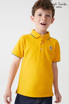 Желтый - Рубашка поло для мальчиков с короткими рукавами и логотипом "зебра" Paul Smith (U44625) | €53