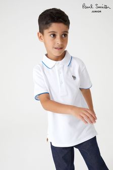 أبيض - قميص بولو بكم قصير بشعار حمار وحشي للأولاد من Paul Smith Junior (U44627) | 23 ر.ع