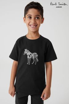 Paul Smith Junior Boys Black Reflective Zebra T-Shirt (U44669) | TRY 1.038