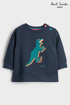Paul Smith Baby Boys Long Sleeve Navy 'Dino' T-Shirt (U44698) | €27