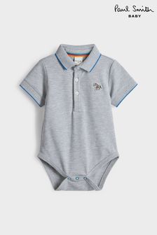 Paul Smith Baby Boys Zebra Logo Pique Polo Bodysuit (U44703) | €59