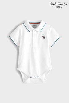 Blanc - Paul Smith Baby Boys Pique Polo Bodysuit (U44705) | €51