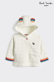Biała kurtka pikowana Paul Smith dla dziewczynek niemowląt (U44712) | 391 zł