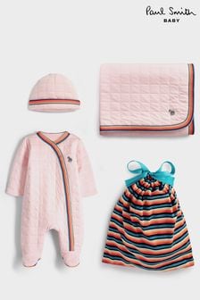 Paul Smith Baby Girls Pink Quilted Sleepsuit Gift Set (U44715) | €88