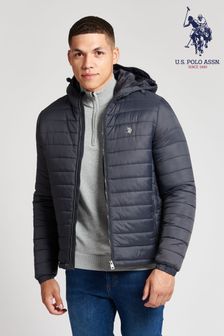 U.S. Polo Assn Black Hooded Quilted Coat (U44757) | 101 €