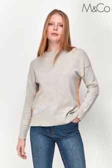 Szary dzianinowy sweter M&co z bocznymi paskami (U44819) | 152 zł