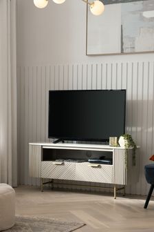 Light Grey Valencia Marble Mango Wood Up to 55" TV Unit (U44885) | €825