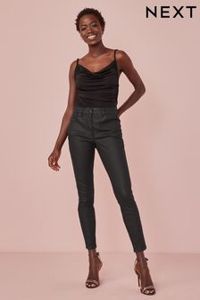 Black Lift, Slim And Shape Coated Denim Skinny Jeans (U44974) | $76