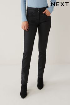 Black Lift, Slim And Shape Coated Slim Denim Jeans (U44975) | $98