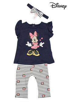 Disney Blue Minnie Mouse Navy Top, Leggings And Headband Set (U45328) | €22.50