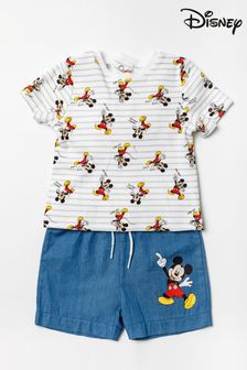 Disney Blue Mickey Mouse Chambray Short And T-Shirt Set