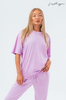 Hype. Womens Lilac Purple Washed Scribble Logo Oversized T-Shirt (U45674) | €31