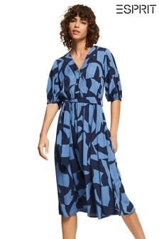 Esprit Grey Blue Silky Viscose Dress (U46041) | €128