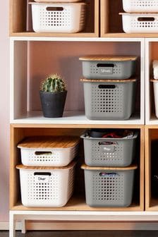 Orthex Set of 4 Grey Smartstore 13L Baskets With Lids